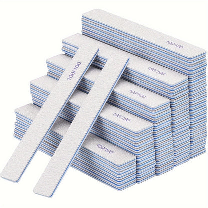 Professional Nail Files 50pcs Bulk Set Double Sided Emery Boards – 80/80, 100/100 & 100/180 Grit Options for Acrylic, Gel & Natural Nails | Washable Reusable Nail Shaping Tools for Home & Salon