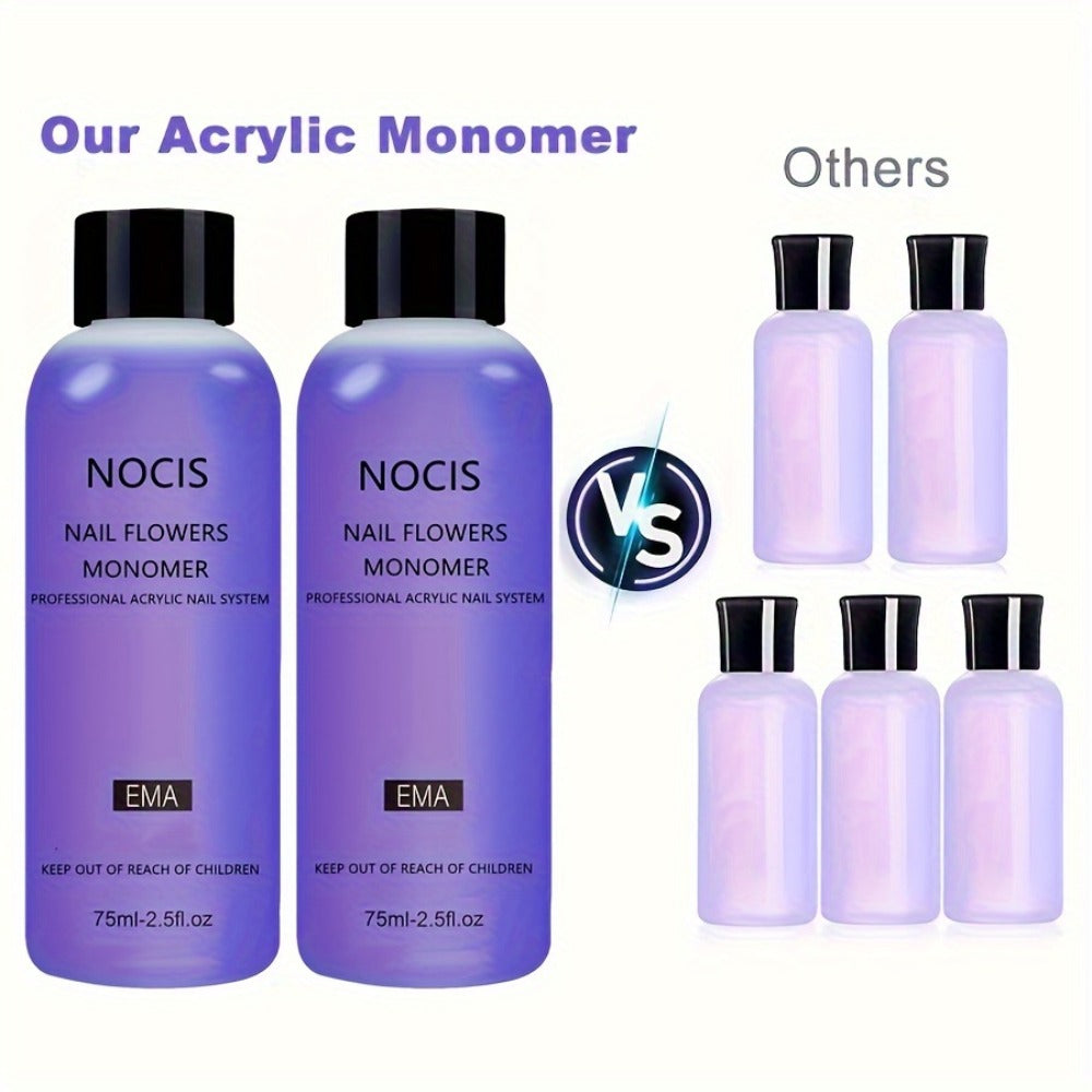 Acrylic Liquid Monomer 2 Pack 2.54oz Each Odorless Crystal Formula for Salon-Quality Nail Extensions Overlays & Sculpting - Compatible with All Acrylic Nail Powders DIY Home Manicure Supplies