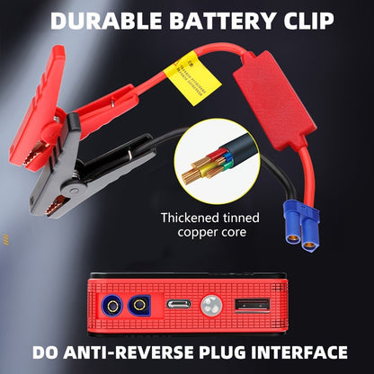 Portable Car Jump Starter Power Bank 200A Peak – 12V Emergency Battery Booster for Gas Engines Under 2.0L, USB & Type-C Charging, LED Light, Lithium Battery, Compact 460g Design