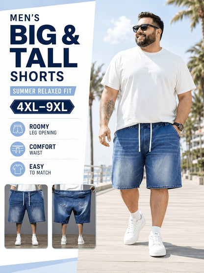 Men's Denim Shorts - Elastic Waist