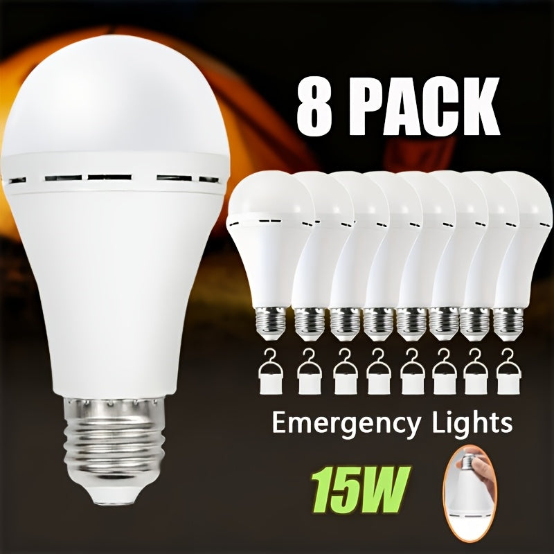 Emergency Light Bulb for Power Outages 2000mAh Rechargeable LED 6000K with Backup Battery – Auto-On Failure Detection, Hangable Emergency Lighting for Home Camping Power Failure, 4 8 12 Pack
