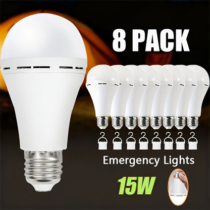 Emergency Light Bulb for Power Outages 2000mAh Rechargeable LED 6000K with Backup Battery – Auto-On Failure Detection, Hangable Emergency Lighting for Home Camping Power Failure, 4 8 12 Pack