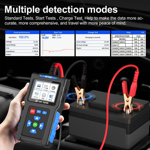 Battery Load Tester 12V Automotive, 20-2000 CCA Automotive Battery Tester And Alternator Tester for 24V Vehicles, BT300