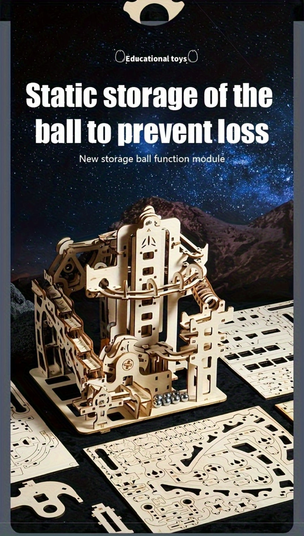 Wooden Ball Track Puzzle Model Kit – STEM Engineering Building Set for Adults & Teens, Kinetic Marble Run Expansion Sets A & B, Brain Teaser DIY Craft, Unique Birthday Gift for Men Women