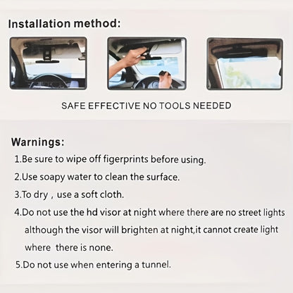 Car Visor Extender Polarized UV400 Anti-Glare | Clip-On Adjustable Sun Visor Extension, Blocks Blinding Sun & Headlight Glare, Universal Fit for Safe Comfortable Driving