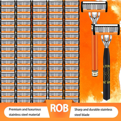 Double Edge Safety Razor Set for Men with 2 Handles & Stainless Steel Replacement Blades — Barber-Quality Close Shave Manual Shaving Kit, Reusable Eco-Friendly Razor, 24/36/54/72 Blade Options