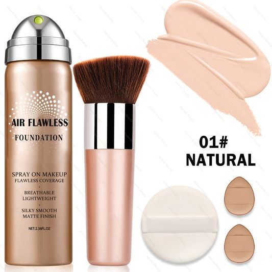 Mineral Spray Foundation Silky Mist 8 Shades — Magic Minerals Full Coverage Lightweight Matte Finish, Flawless Setting Spray Foundation for Mature & All Skin Types, Natural to Tan Women Makeup