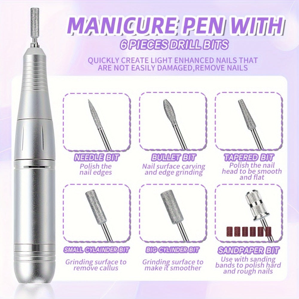 45000RPM Electric Nail Drill Machine Rechargeable Cordless with LCD Display Professional Nail File Drill for Acrylic Gel Nails Cuticle Removal Manicure Pedicure Polisher Home Salon Women Pink White