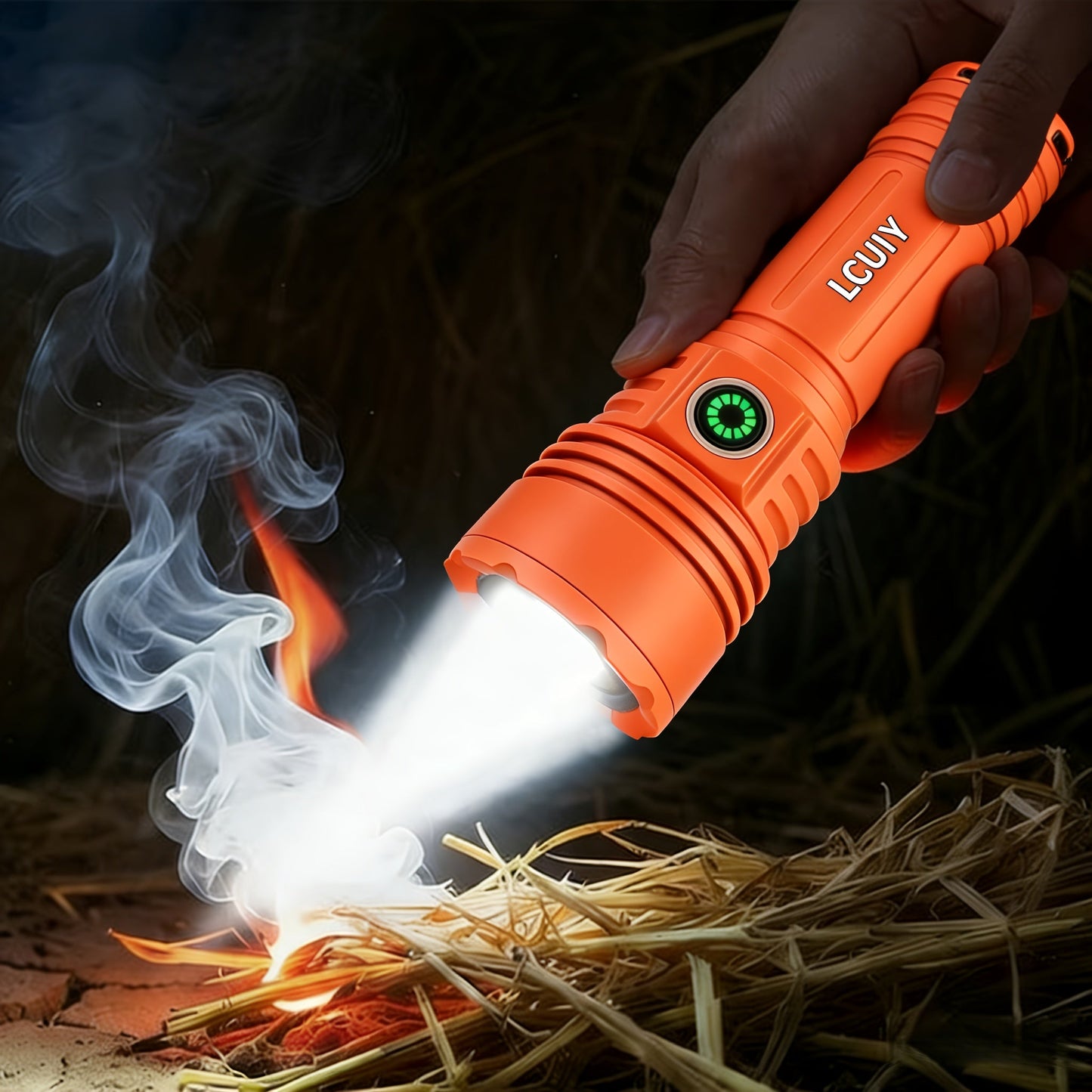 Fire Starter Flashlight with Fresnel Lens – 4500 Lumens Rechargeable Aluminum Alloy Ignition Torch, 1000M Long Range, 6 Modes Tactical Adjustable Beam for Wilderness Survival, Camping, Fishing & Emergency