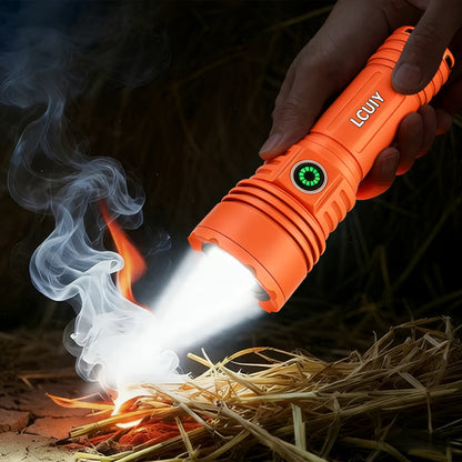 Fire Starter Flashlight with Fresnel Lens – 4500 Lumens Rechargeable Aluminum Alloy Ignition Torch, 1000M Long Range, 6 Modes Tactical Adjustable Beam for Wilderness Survival, Camping, Fishing & Emergency