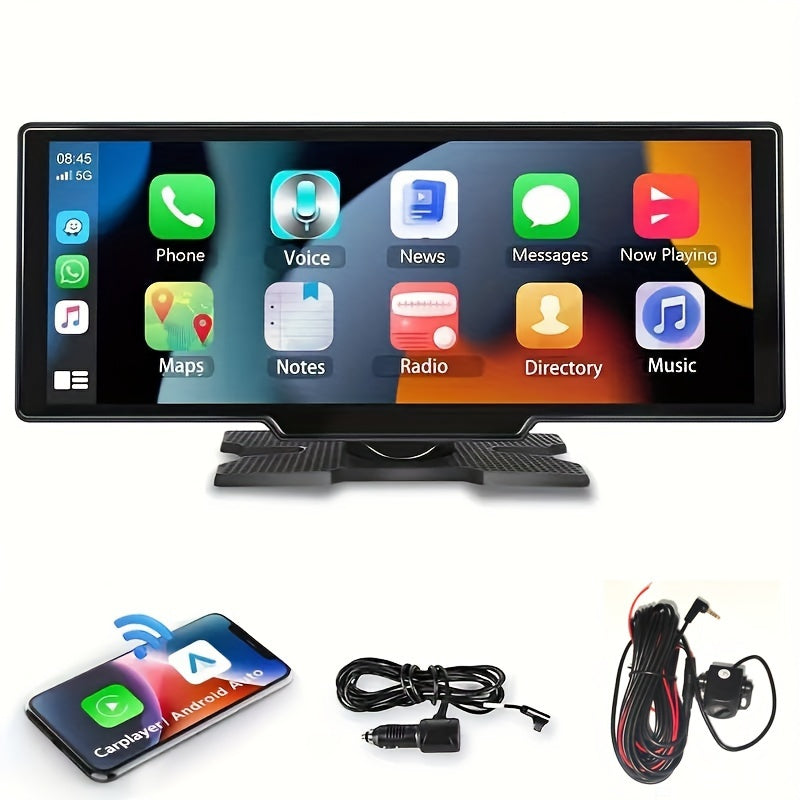 10.2-Inch Large Car Screen, Ultra-Clear. Supports BT Wireless to Phone for Carplay/Android Auto. Has Reversing Assistance, Music/Vid Entertainment, Navigation, Call Answering. Ideal for All Cars Like Sedans, Off-Roaders, Suvs, Rvs, Without Battery