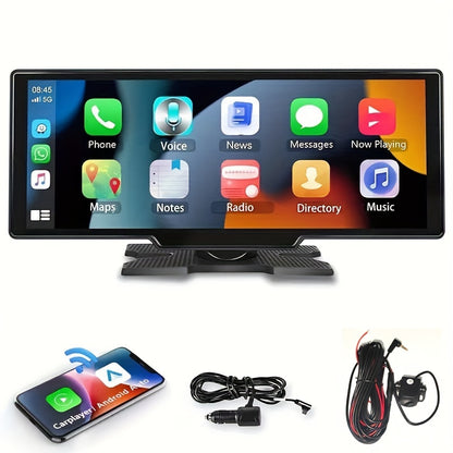 10.2-Inch Large Car Screen, Ultra-Clear. Supports BT Wireless to Phone for Carplay/Android Auto. Has Reversing Assistance, Music/Vid Entertainment, Navigation, Call Answering. Ideal for All Cars Like Sedans, Off-Roaders, Suvs, Rvs, Without Battery