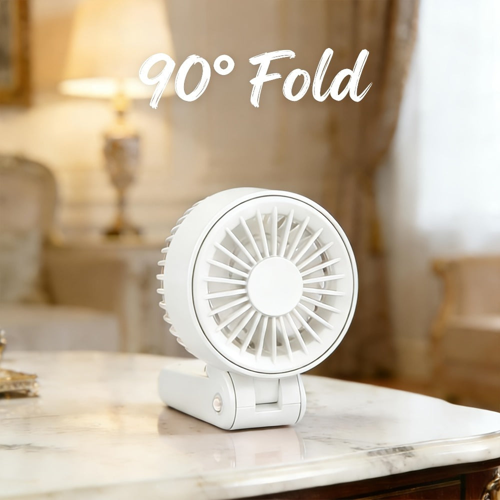 Handheld & Standing Fan Rechargeable USB | 3-Speed Portable Mini Fan, Foldable Dual-Mode Design for Travel, Office & Outdoor Use – Perfect Summer Gift for Women & Girls, White & Blue, 1pc & 2pcs