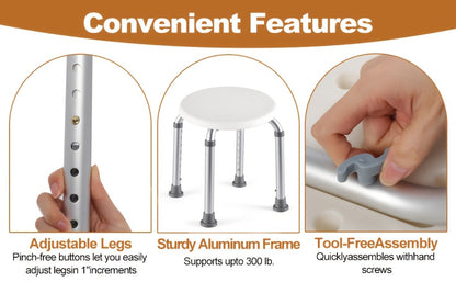 Shower Stool for Inside Shower – Adjustable Height Non-Slip Bath Seat, 300 LBS Capacity, Stable Bathroom Stool for Sitting, Fits Showers & Bathtubs, Lightweight & Easy Assembly