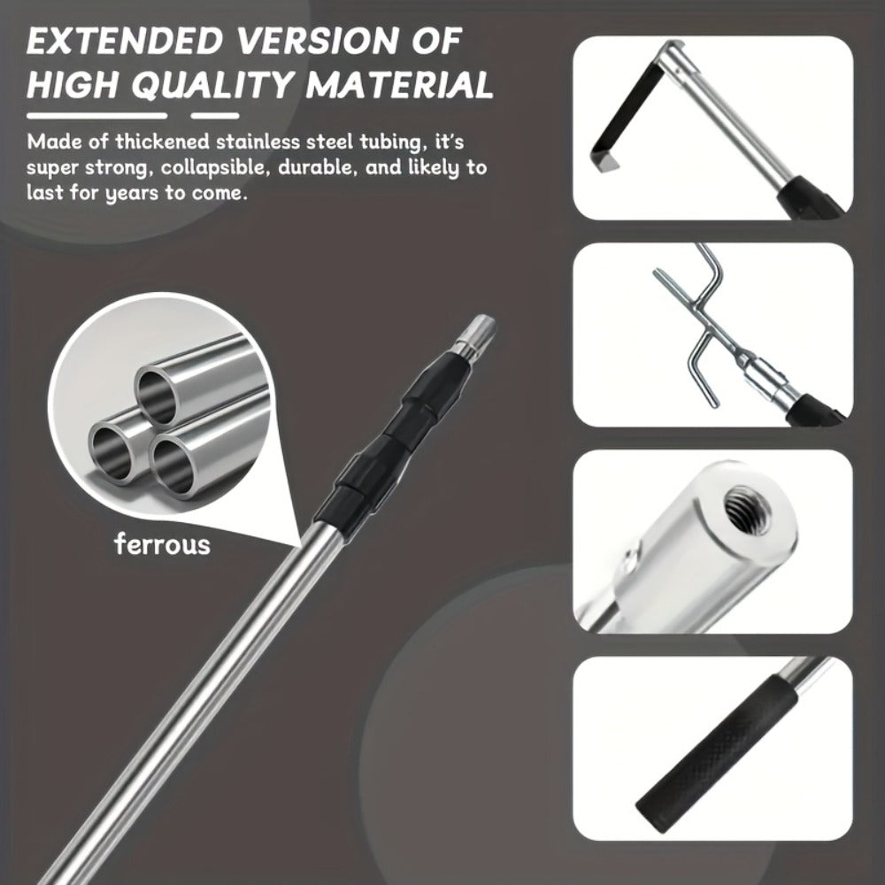 Telescopic Truck Grab Bar Set Stainless Steel Adjustable Length Anti-Slip Grips 59 Inch for Pickups Trucks Trailers Warehouses Construction Sites Easy Storage Durable