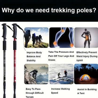 Adjustable Hiking Stick Aluminum Alloy – Lightweight Foldable Walking Pole with Quick Lock for Men & Women | Portable Trekking Cane for Camping & Outdoor