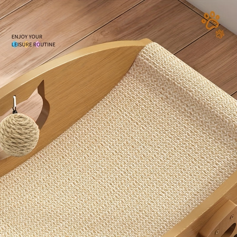 Sisal Cat Scratching Board with Pet Herb Toy Durable Claw-Friendly Sofa Indoor Cat Scratching Bed Swing Cradle Chair Natural