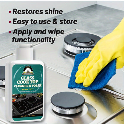 Glass Cooktop Cleaner and Polish – Powerful Stain Remover, Removes Oil Film, Water Spots & Burnt-On Residue, Long-Lasting Surface Protection for Ceramic & Induction Cooktops – 5 Pack Value Set
