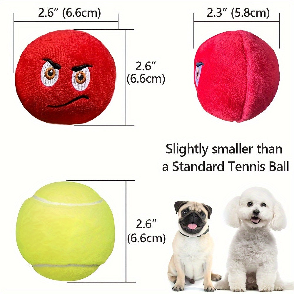 Squeaky Dog Toys 6 Pack Soft Stuffed Plush Balls with Squeakers for Puppies & Small Dogs - Interactive Fetch & Chew Play Toy Set, Multicolored Puppy Toy Bundle