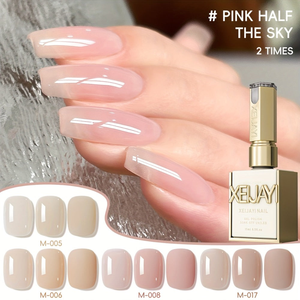 Nude Pink Gel Nail Polish Set 4 Colors High Saturation Opaque Full Coverage - Long Lasting LED UV Cured Salon Quality Frame Bottle Nail Gel Kit for Home & Salon DIY Manicure Women Nail-Safe Formula
