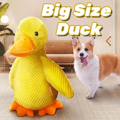 Large Plush Duck Dog Toy with Squeaker - Bite-Resistant Soft Chew Toy for Puppies & Large Breed Dogs, Durable Teething Toy for Golden Retrievers Corgis Pomeranians & All Breeds