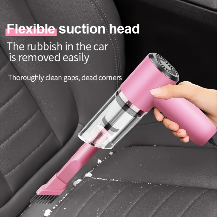 12V Compact Handheld Car Vacuum - Powerful, Wired for Easy Dust & Pet Hair Removal - Includes Accessories Kit - Silent Operation