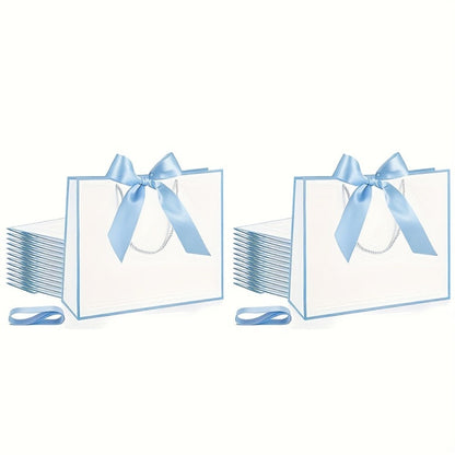 Gift Bags with Handles for Party Favors - Butterfly Ribbon Thank You Bags Wedding Baby Shower Birthday Bridesmaid Housewarming Autumn Celebration Elegant Packaging 12 24 36pcs