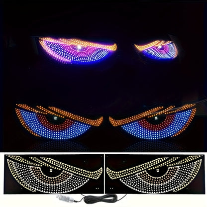 Demon Eye LED Car Decorative Light 2pc – 14 Color Modes, USB 5V DIY Install, Devil Eye Lantern Accent Light for Truck SUV Car Headlight Interior, No Battery (Red Yellow Blue Set)