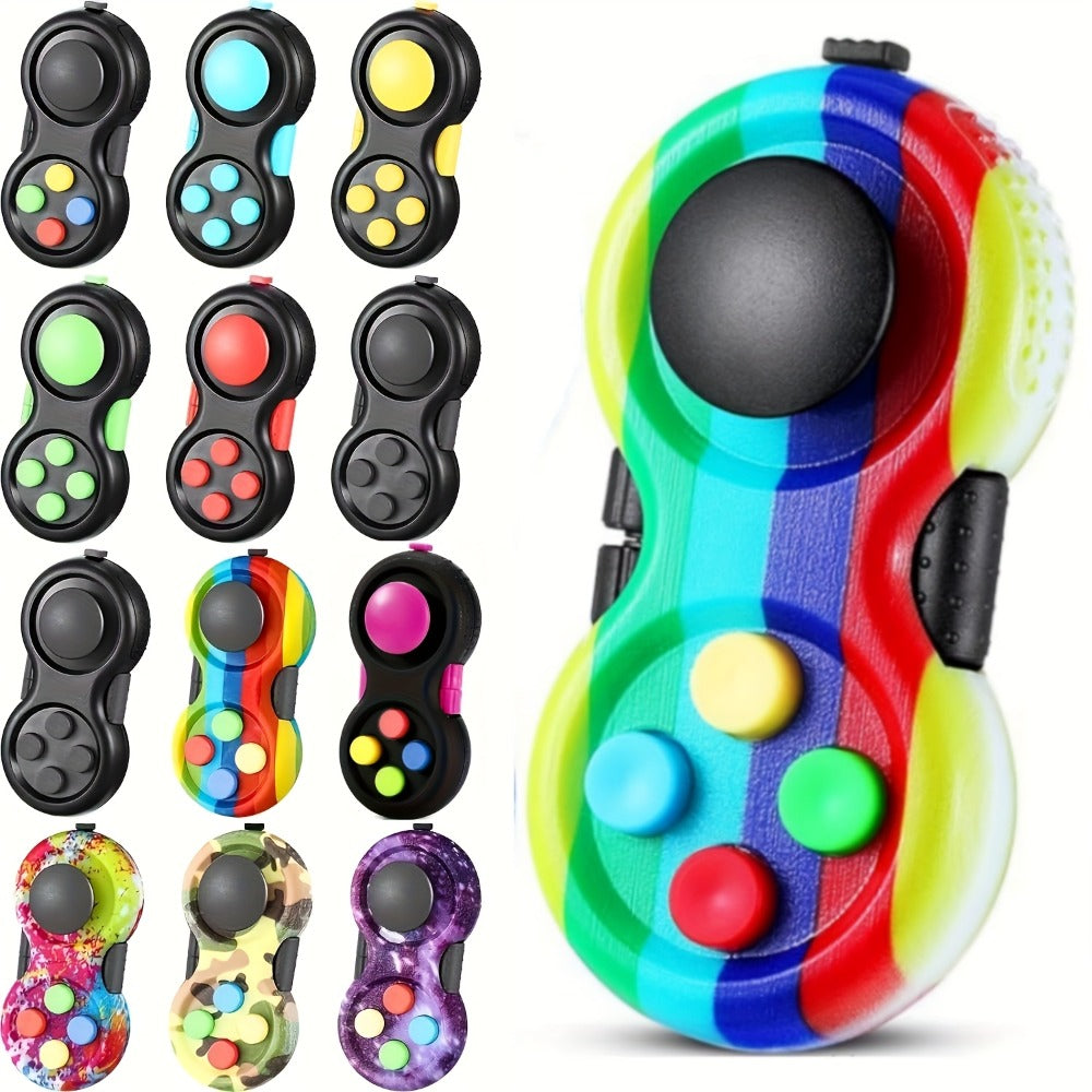 Fidget Pad Game Controller Design 8-in-1 Sensory Toy for Kids Adults – ADHD Anxiety Stress Relief Handheld Cube 7 Colors Variety Pack