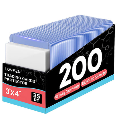 Card Toploads & Sleeves 3x4 Hard Plastic Combo - 100/200/500/2000 Count Regular Top Loading Card Holders for Baseball Football Sports Trading Cards