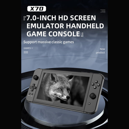 Powkiddy X70 Handheld Game Console – 7" IPS Large Screen 1024×600 HDMI Output Dual Player 3500mAh 20+ Emulators Retro Gaming System