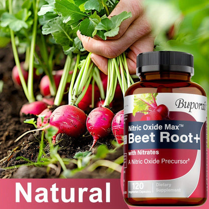 Nitric Oxide Beet Root Supplement with Beet Root Powder, Nitrates, Black Pepper & Antioxidants - Supports Blood Pressure, Heart Health & Nitric Oxide Production - 120 Capsules