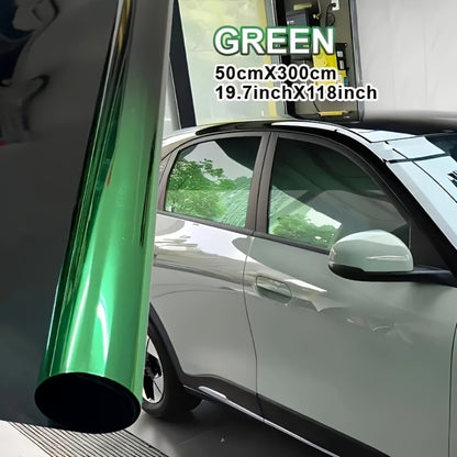 Gradient Window Tint Film 19.7 x 118 Inch – Two-Color Heat Resistant VLT Car Window Film | PET Material | Red, Gold, Green, Silver & Blue Black