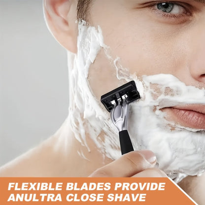 Men's Razor Set with Stainless Steel Replacement Blades - Reusable Handle & High-Capacity Blade Kit for Smooth Close Shave, Precision Grooming for Men, Multiple Bundle Options