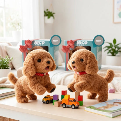 Electronic Plush Puppy Toy That Walks and Barks – Set of 2 Realistic Simulation Dogs with Barking Sound Effects, Soft Slow-Rebound Fur, Safe Interactive Pet Toy for Kids & Dog Lovers