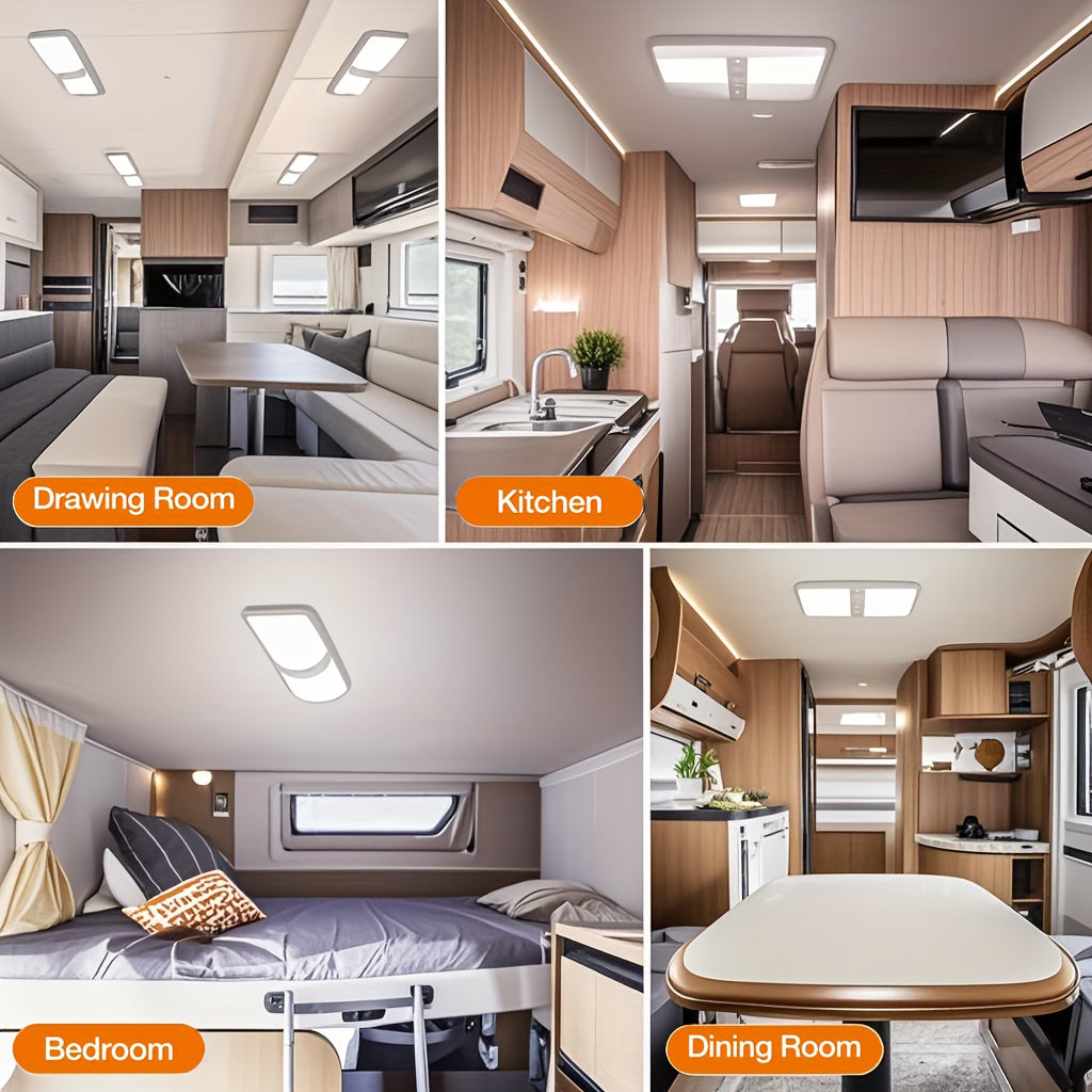 RV Lights Interior, 12 Volt LED Lights 1000LM, Camper Lights 8W, RV LED Lights Interior Fixtures 12V, RV Ceiling Dome Light with Switch for RV/Camper/Trailer/Boat/Car (Natural White, 4Pack).