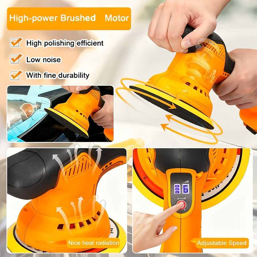 Car Body Sander. Cordless, Handheld, Rechargeable Car Body Repair Tool with Two Lithium Batteries, Multi-speed Automatic Polishing Function, Included Rotary Tool, ABS Chassis, Suitable for Car Detailing, Polishing And Waxing.