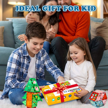 Magnetic Tiles for Kids 80/106/136pcs with 2 Cars – STEM Magnetic Building Blocks Construction Toy Set, Crystal Clear ABS, Sensory Learning Toy for Boys Girls Ages 3 4 5 6 7 8 9+, Birthday Christmas Gift