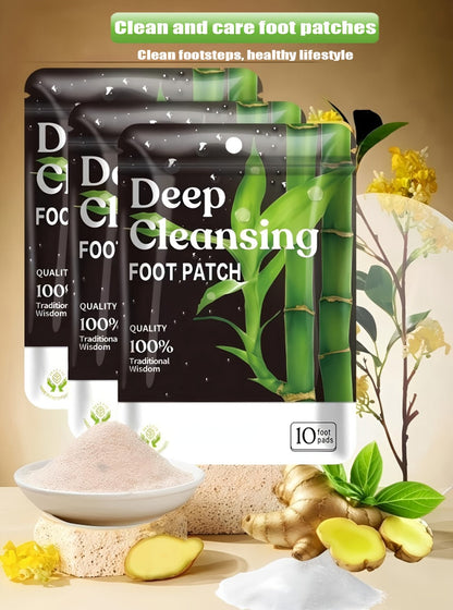 Detox Foot Patches with Bamboo Vinegar Ginger & Lavender — Natural Plant Formula Deep Cleansing Overnight Foot Pads, Moisturizing Soothing Foot Care for Tired Aching Feet, Home Spa Wellness Gift