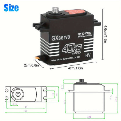 High Torque Digital Servo 88.18LB 180° Metal Gear – 25T Servo Arm for 1/8 1/10 RC Cars Trucks Crawlers & Robots, Precision Steering Upgrade, RC Enthusiast Replacement Part & Robotics Accessory