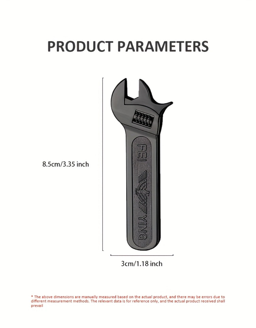 Spanner Shape Novelty Lighter – Refillable Butane Windproof Metal Lighter, Cool Gadget Gift for Men | Father's Day Gift Idea | Bright Chrome & Black | No Butane Included