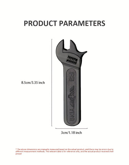 Spanner Shape Novelty Lighter – Refillable Butane Windproof Metal Lighter, Cool Gadget Gift for Men | Father's Day Gift Idea | Bright Chrome & Black | No Butane Included