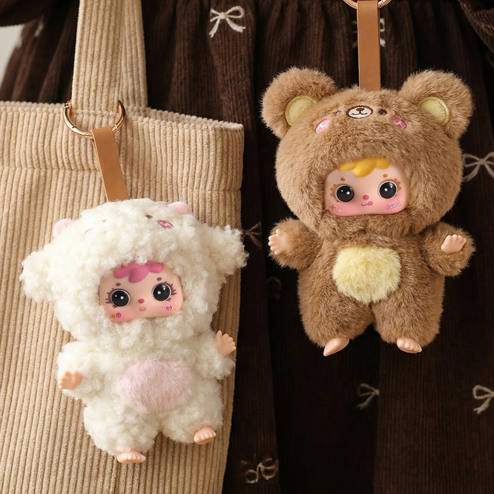 Kawaii Plush Keychain Charm – Cute Pet Healing Doll Rabbit Bear Stuffed Animal Bag Pendant, Random Style, Birthday Gift for Girls & Teens