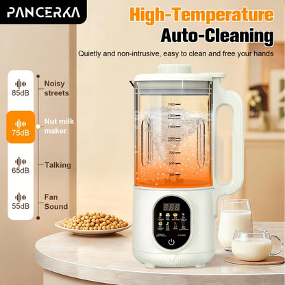 Nut Milk Maker Machine One-Touch Automatic - Multifunctional Plant-Based Milk Blender for Homemade Almond, Oat, Soy & Coconut Milk, High Capacity Countertop Blender for Dairy-Free Living