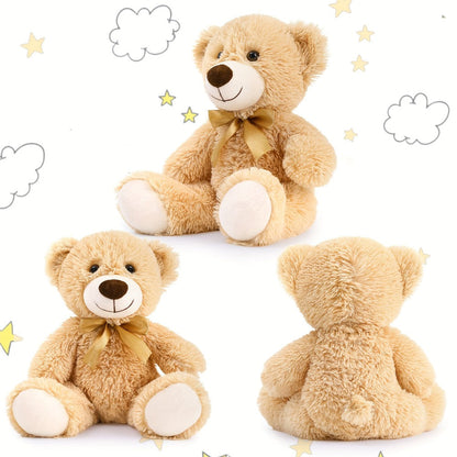Teddy Bears Bulk Set 8 Pack 11 Inch Soft Stuffed Bear Plush Toys — Baby Shower Decorations Party Favors Classroom Prizes, Dark Brown & Khaki Bear Gift Set for Kids Birthday Holiday