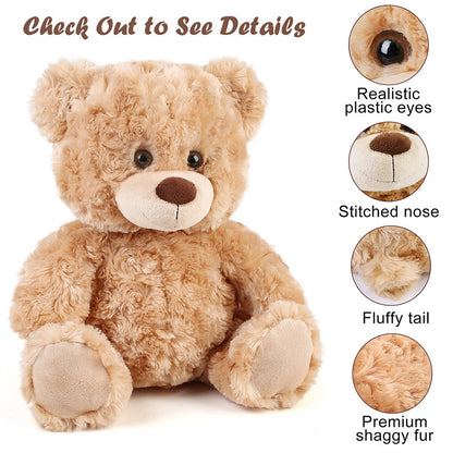Shaggy Brown Teddy Bear Stuffed Animal 15 Inch — Premium Soft Plush Huggable Classic Bear Toy Safe for Baby Kids Girls Boys, Valentine Birthday Christmas Baby Shower Gift