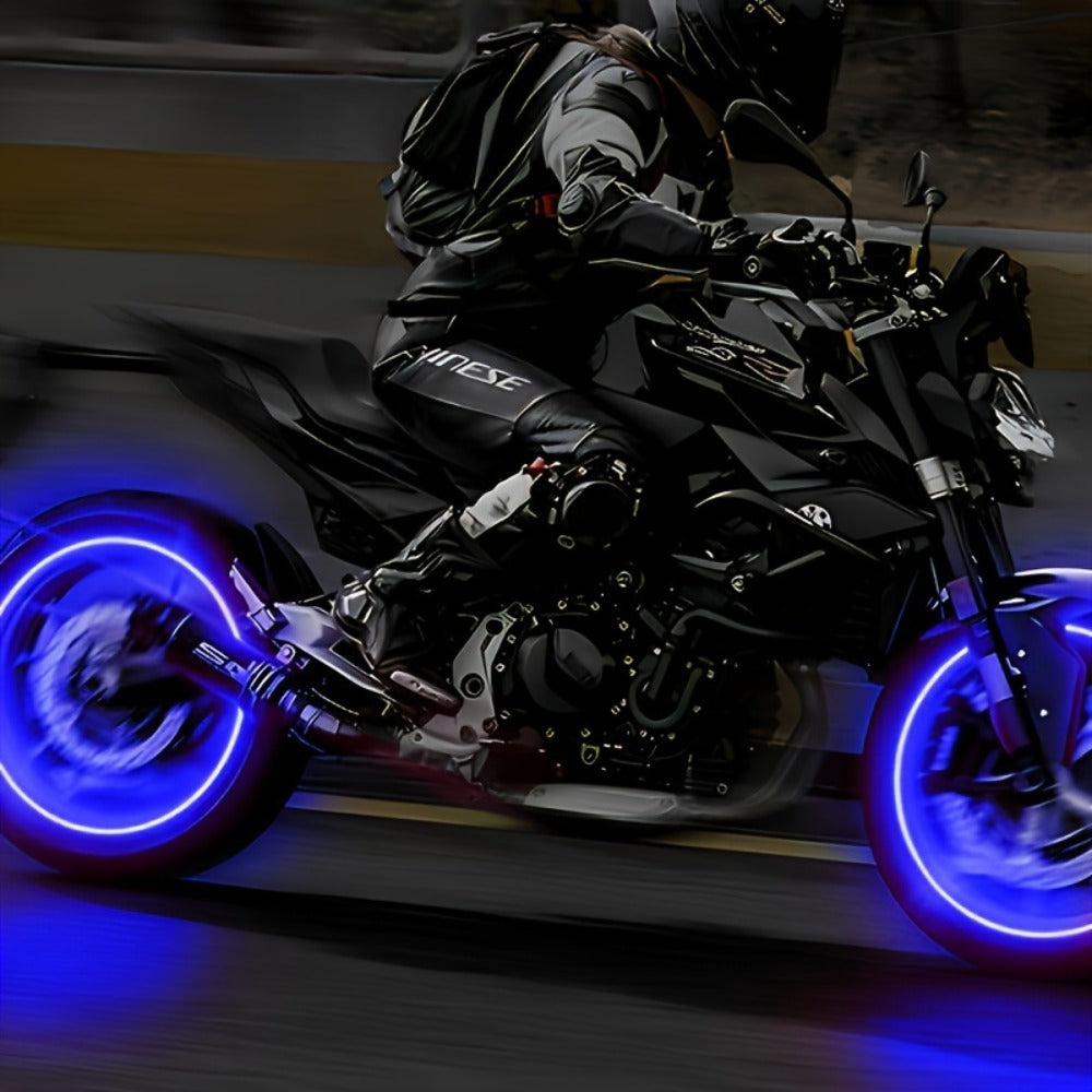 LED Breathing Light Tire Valve Caps – Running Horse & Wind Fire Wheel Light Effect for Car & Motorcycle Wheels