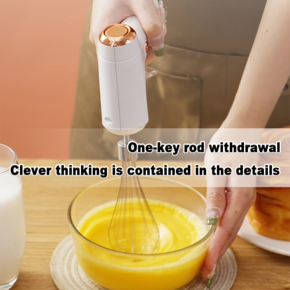 Wireless Electric Whisk Handheld Mixer - Rechargeable Cordless Egg Beater with Vertical Stand Design, Long Battery Life, Powerful Motor for Baking, Custard, Cream & Desserts, Kitchen Gift