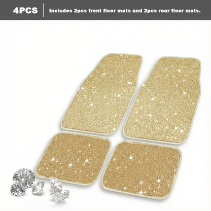 4/8pcs Set for Women Flash Crystal Car Floor Mats Sparkling Durable Waterproof Non-Slip Auto Foot Pads, Fashionable Car Interior Flooring And Carpeting, Easy-To-Clean Auto Interior for Cars, Universal Floor MATS, Christmas Present