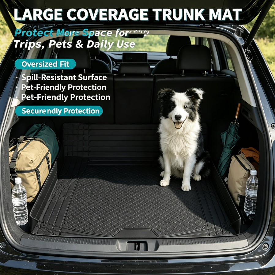 Thick Anti Slip All-weather Cargo Mat for the Trunk, with a  Design-Suitable for Small Cars/ SUVs/ Vans, Pickup Trucks, Etc.Waterproof, Wear-resistant, Easy to Clean Rubber Carrier Protective Pad